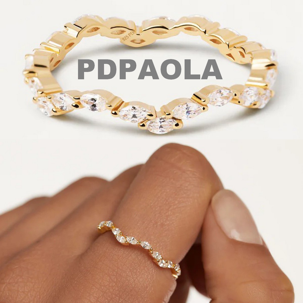 【SALE】人気LAKE◆PDPAOLA ラインストーン付きカーブドリング◆