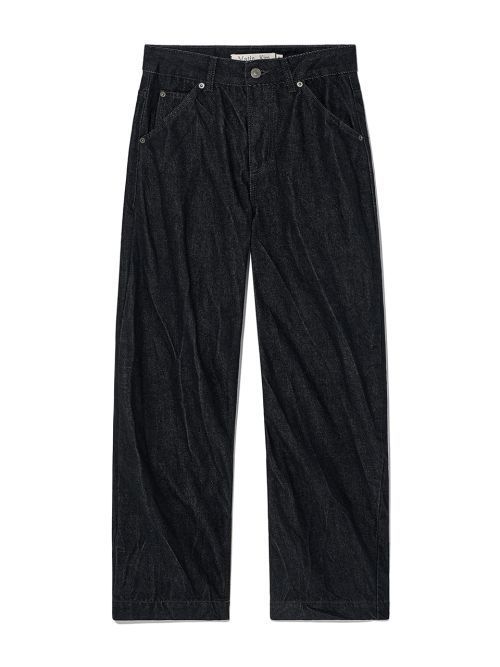 デニム・ジーパン [MATINKIM]stitch point crinkle denim pants in black
