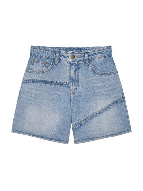 ショートパンツ [MATINKIM]cut line point denim shorts in blue