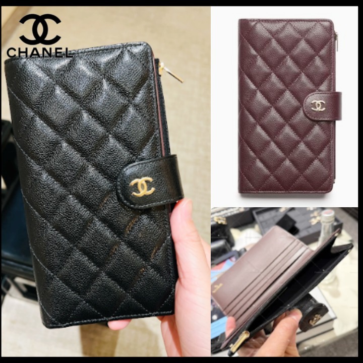 【たっぷり収納☆メンズにも25A】 CHANEL 二つ折り 長財布