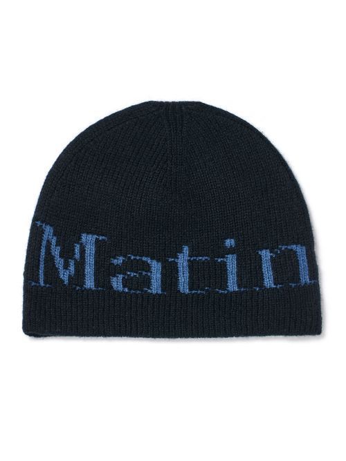 ニットキャップ・ビーニー [MATINKIM]logo jacquard knit beanie in black