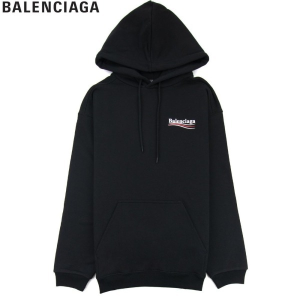 BALENCIAGA ロゴプリントプルオーバーフーディ ブラック