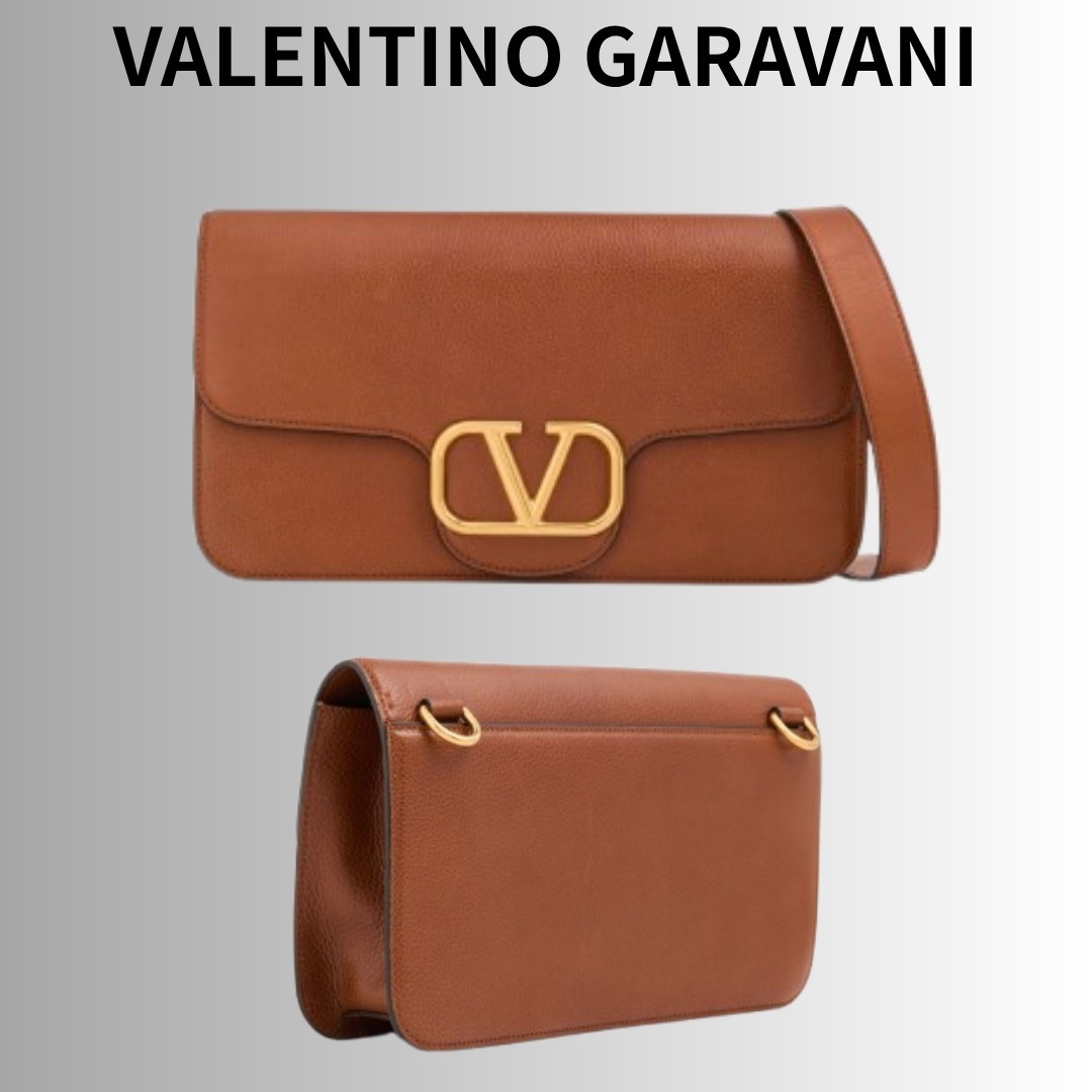 VALENTINO GARAVANI VLOGO ぺブル加工レザー メッセンジャー