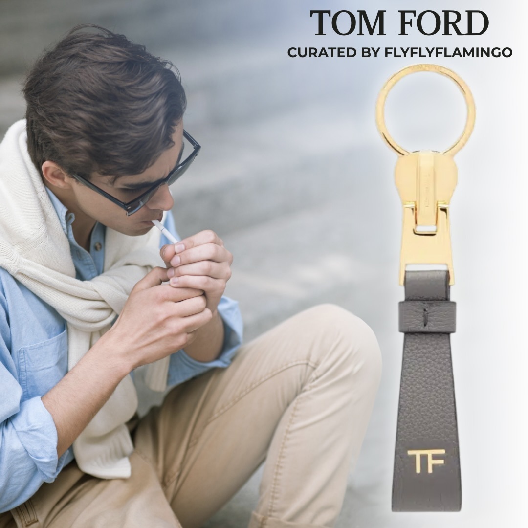 トムフォード【TOM FORD】レザー ロゴ キーリング キーホルダー