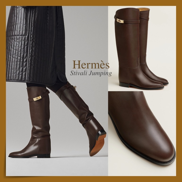 【HERMES】 乗馬風カーフスキン 秋冬にぴったり☆Jumping ブーツ