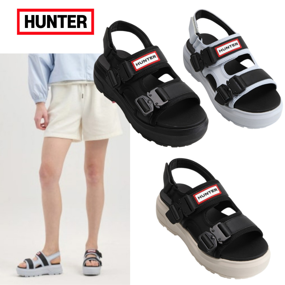 サンダル・ミュール [HUNTER] City Level Neo Leather Buckle Sandals : 3color
