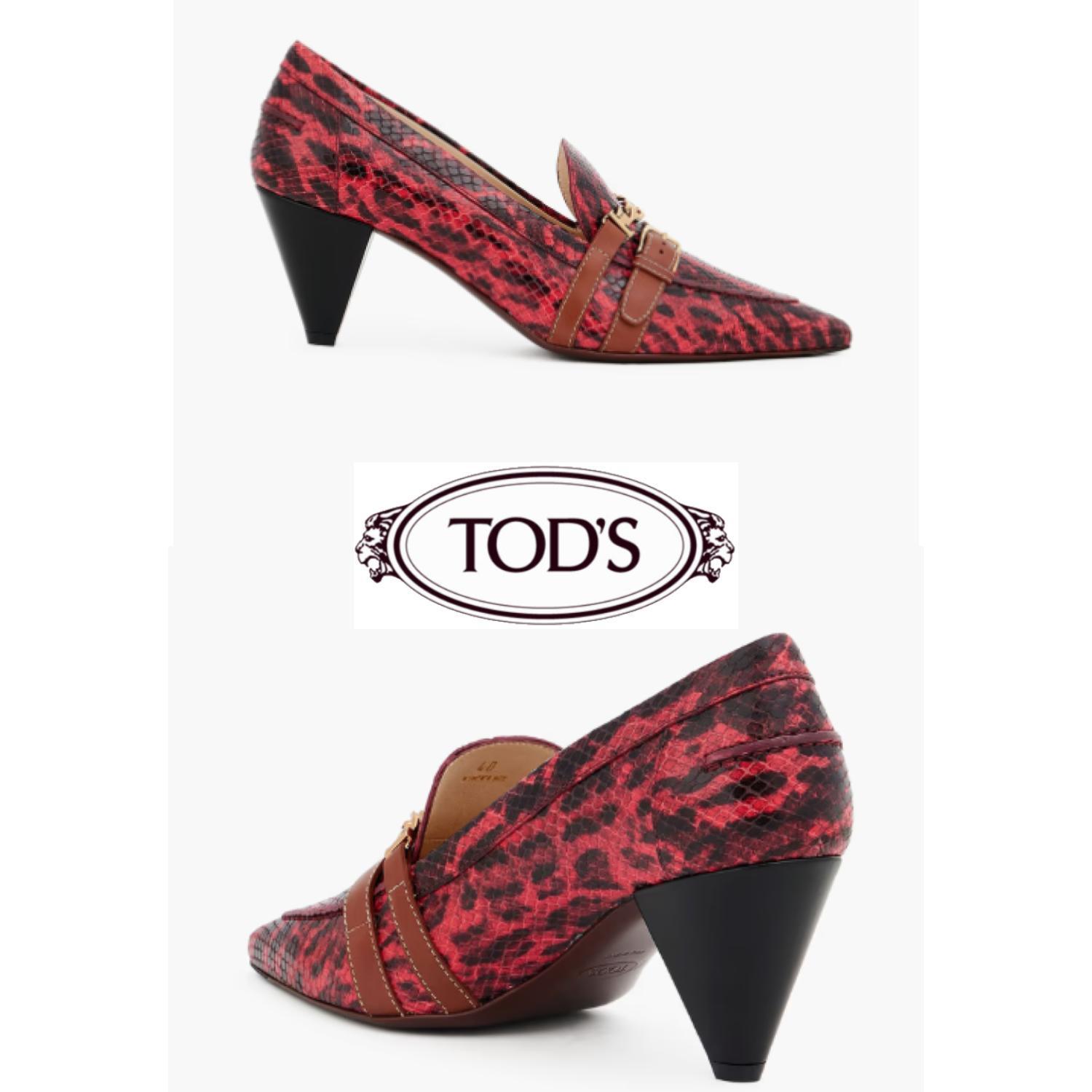 おすすめ☆大人気【TOD'S】 スネーク風レザー パンプス