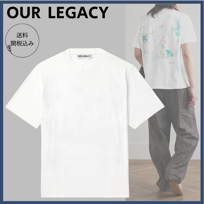 送料関税込【OUR LEGACY 】ロゴ刺繍コットンジャージーTシャツ