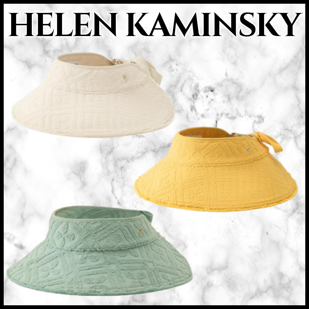 HELEN KAMINSKI★サンバイザー コットン タオル生地 ロゴ リボン