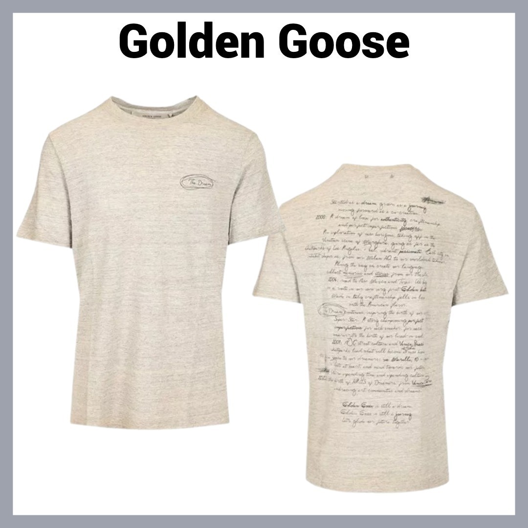 【Golden Goose】ロゴ入り コットン Tシャツ（グレー）
