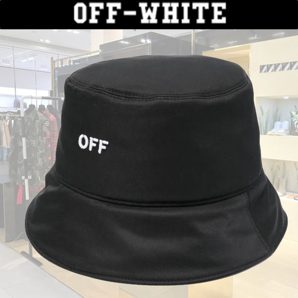 OFF WHITE おしゃれに紫外線避けも◎バケットハット 男女兼用