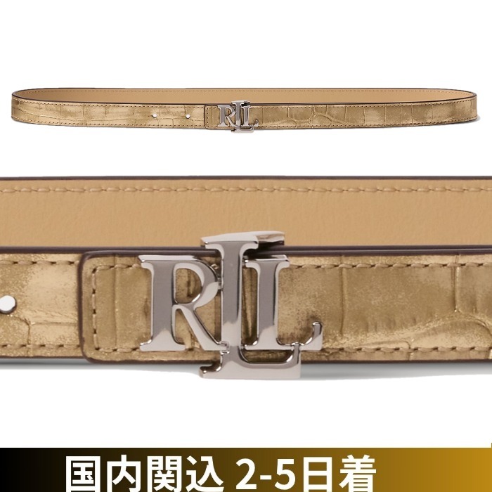LAUREN RALPH LAUREN/リバーシブル メタリック スキニー ベルト
