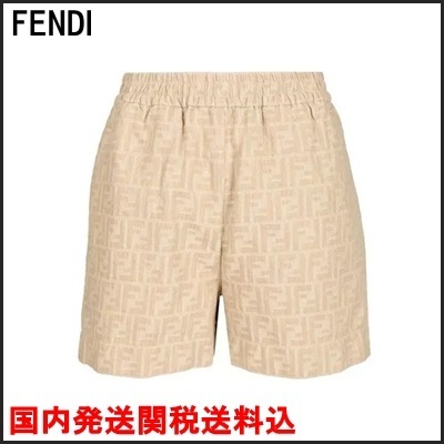 国内発 FENDI FFシャンブレー伸縮ウエストショートパンツ