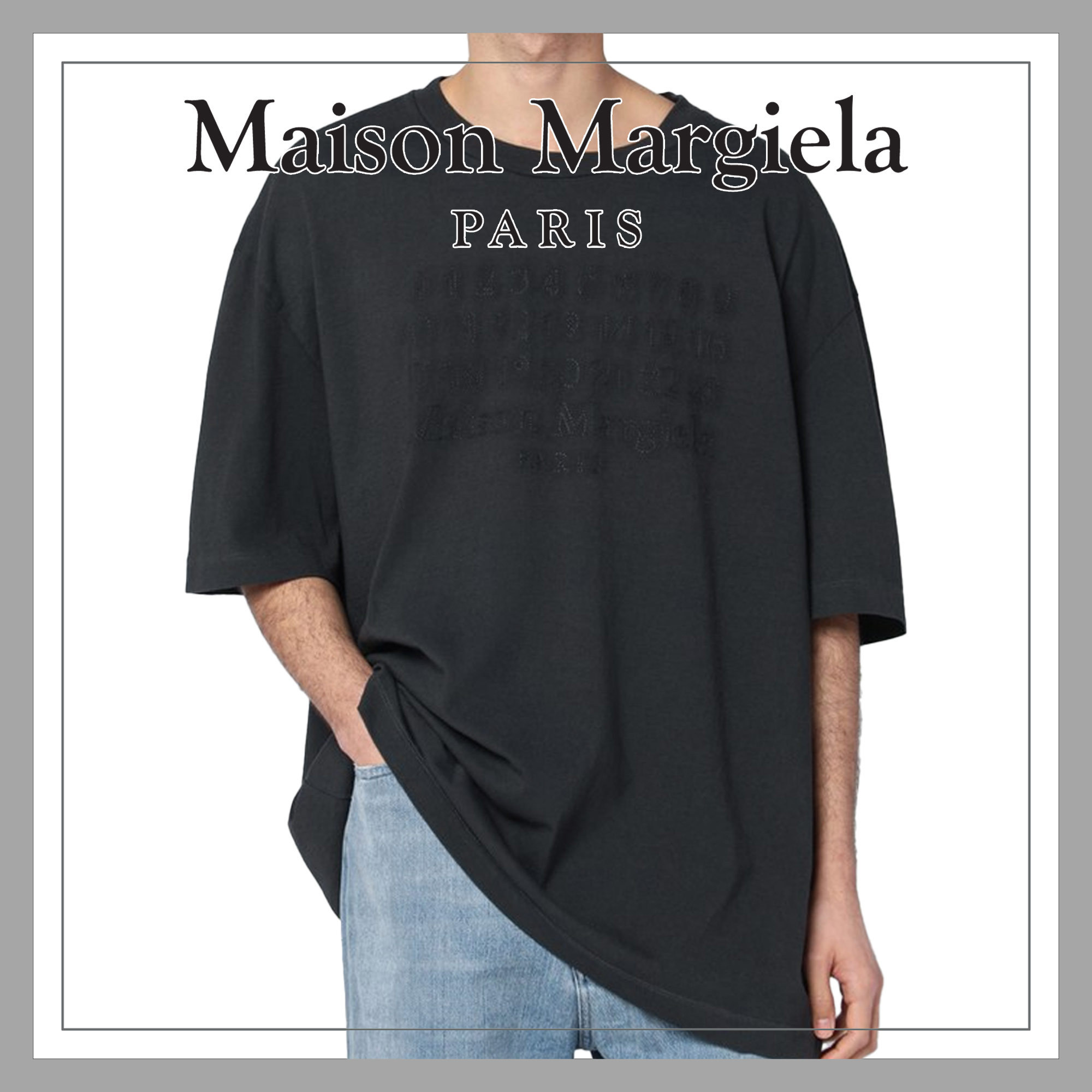 【Maison Margiela】ロゴ刺繍入り加工ブラックTシャツ(関税込み)