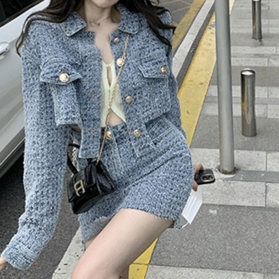 デニムジャケット＆スカートセット 韓国ファッション