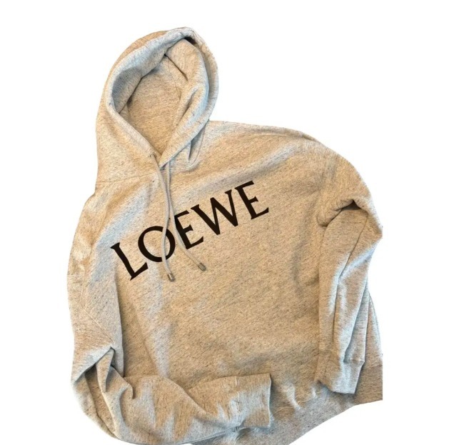 稀少L★アウトレット★メンズLOEWE★ロゴ入りフーディ・グレー