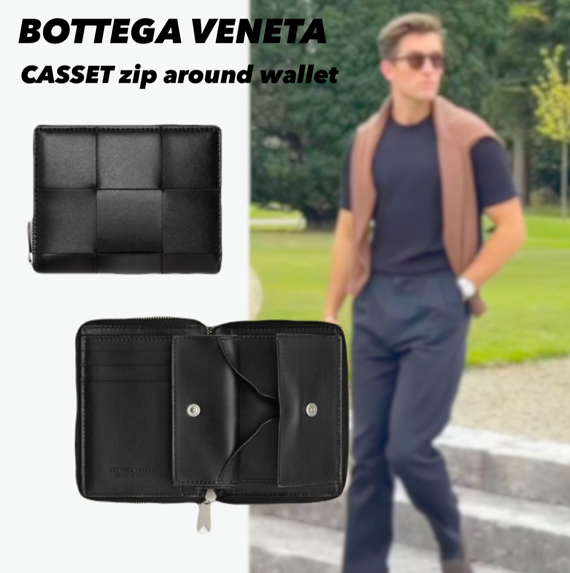 定番 BOTTEGA VENETA ジップアップウォレット 二つ折りミニ財布