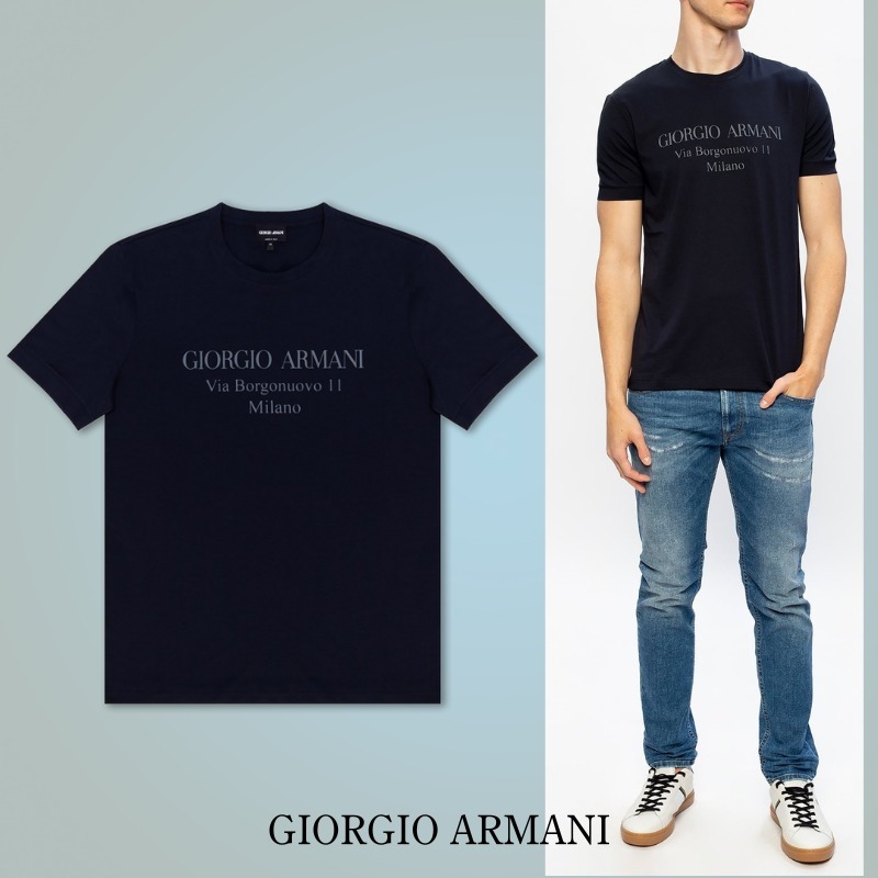 ジョルジオ アルマーニ ブラック ロゴ Tシャツ