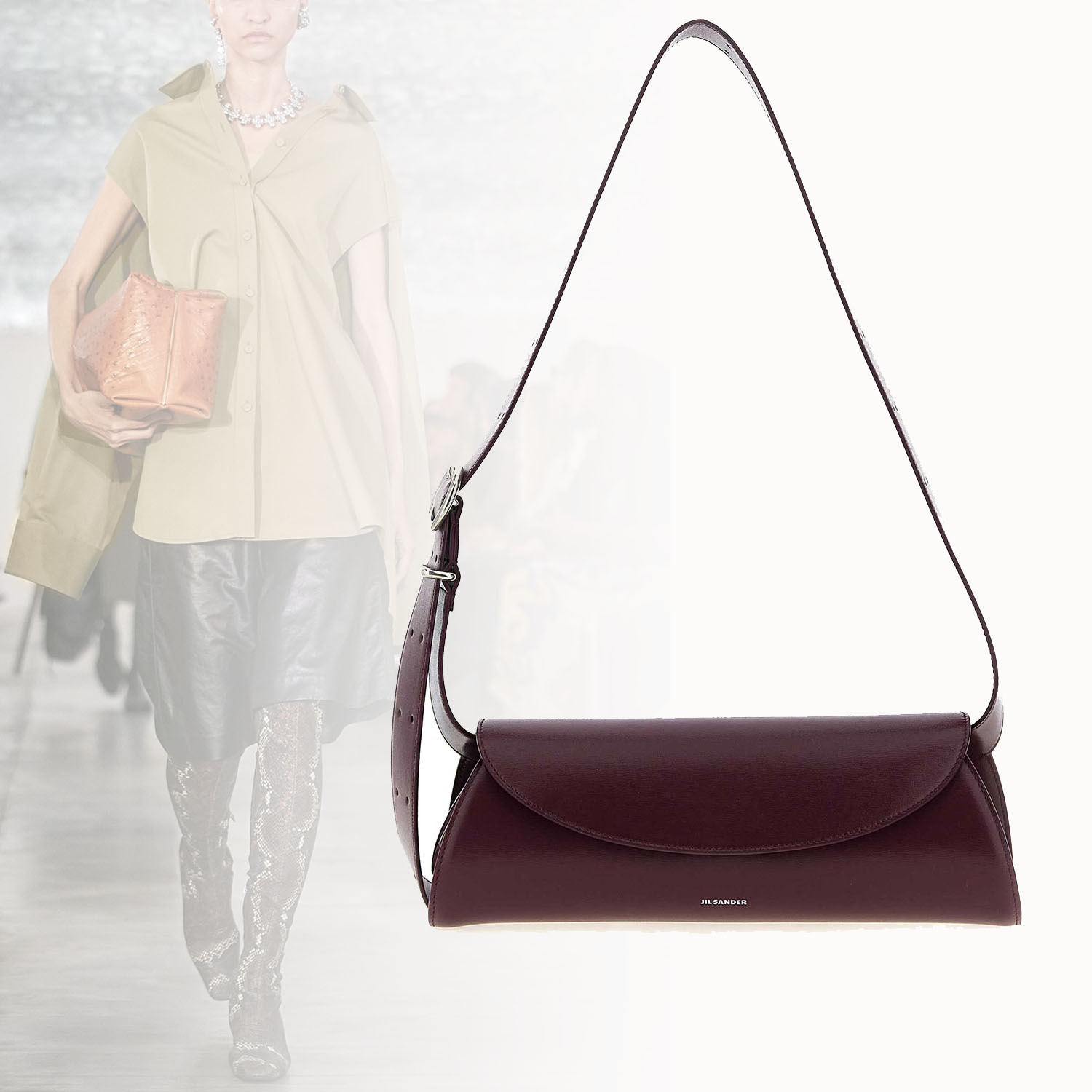 ◆JIL SANDER◆ ショルダーバッグ ダークレッド