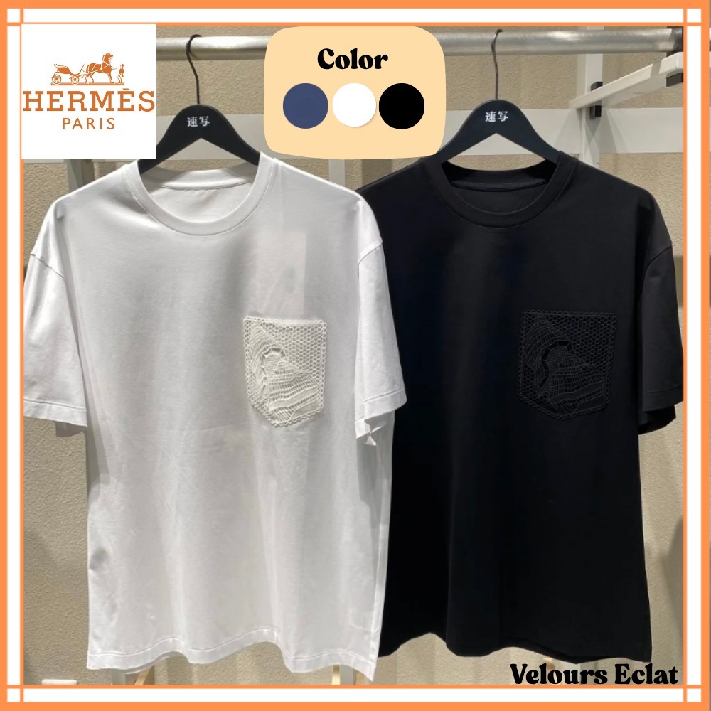 控えめロゴが光る逸品【HERMES】刺繍ポケット 半袖Tシャツ