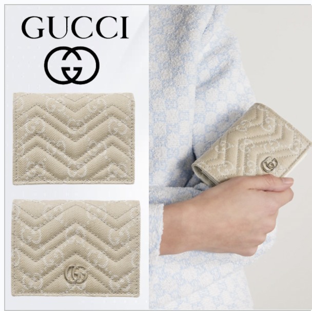【GUCCI】 キルティング キャンバスジャカード&レザーウォレット