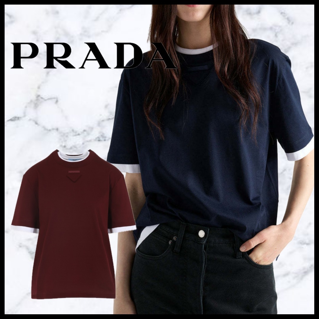 【PRADA】 プラダ ロゴ コットン T-シャツ 半袖 3547BSAAO15ZG