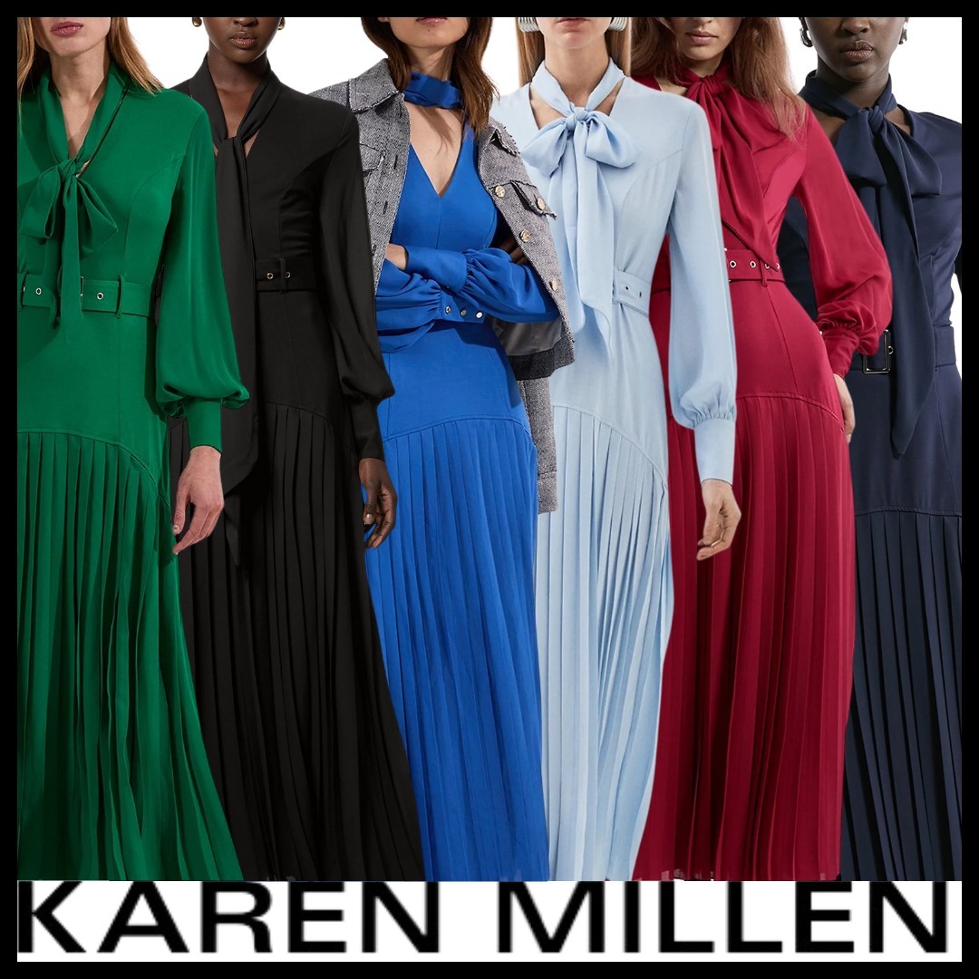 KAREN MILLEN 日本未入荷 プリーツ プッシーポウ バルーン 袖