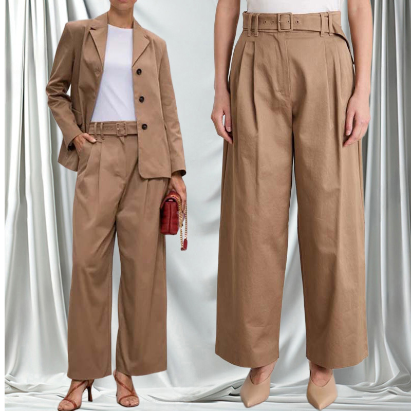 S Max Mara「DINA」コットンギャバジン ワイドレッグパンツ