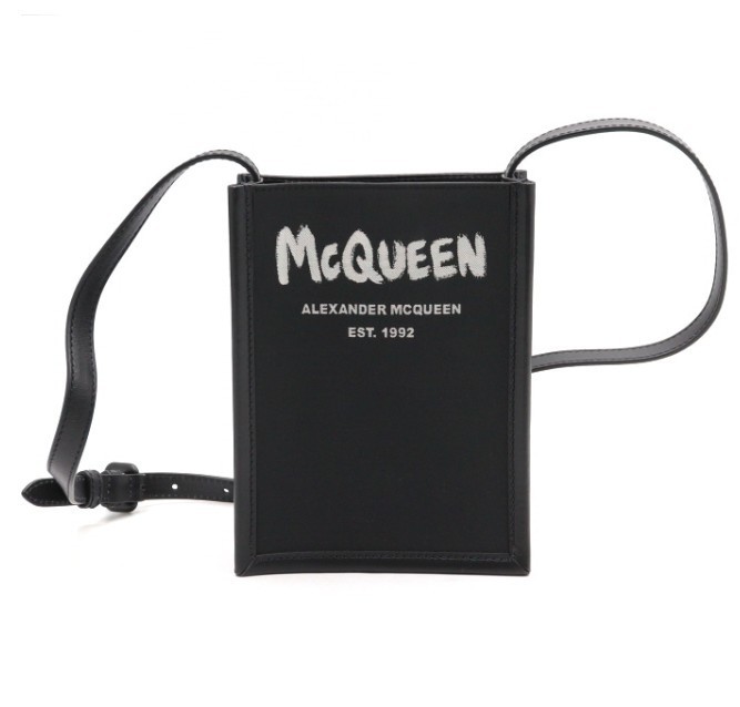 ALEXANDER MCQUEEN レザー キャンバス ショルダーバッグ