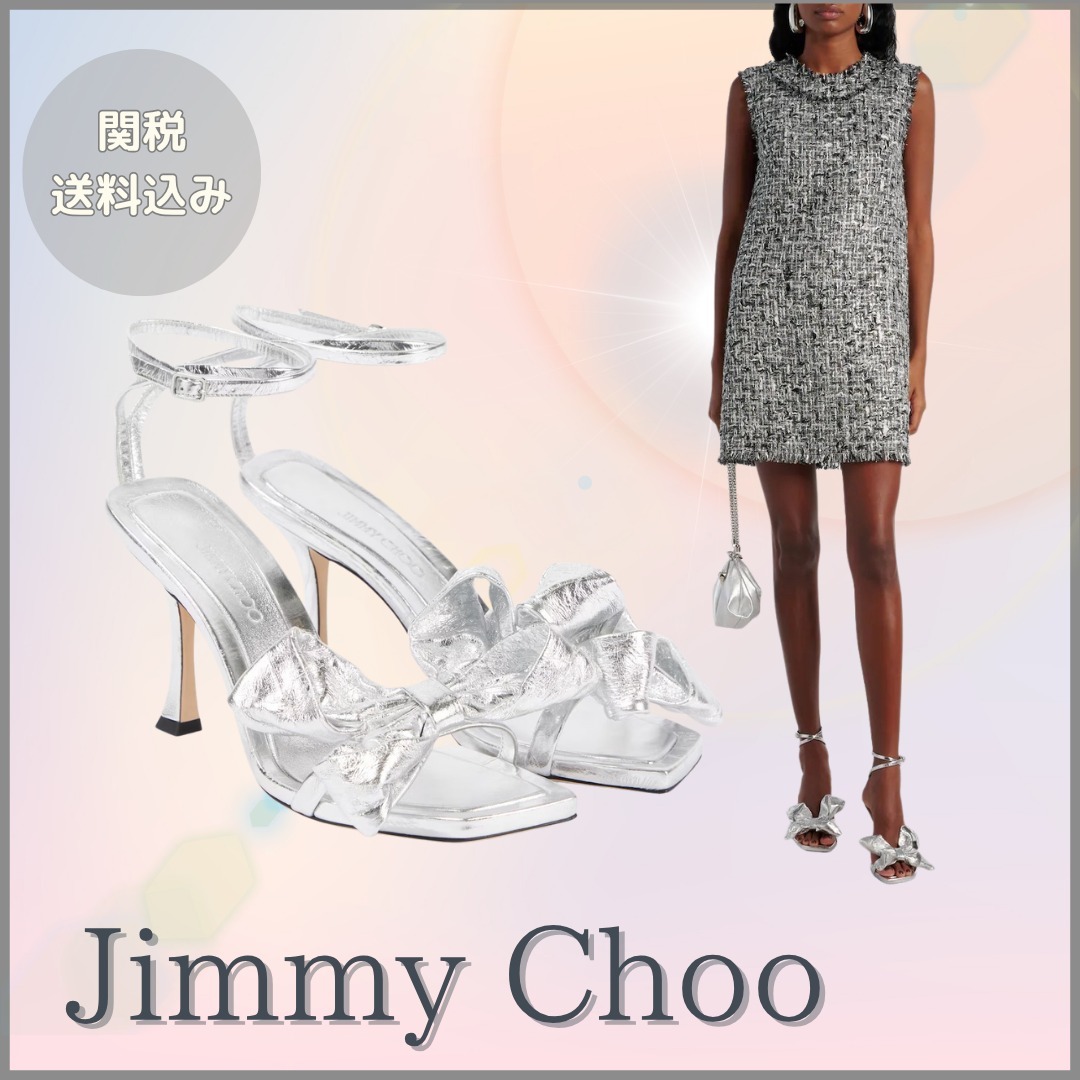 Jimmy Choo【関税送料込&SALE】Staz 90メタリックレザーサンダル