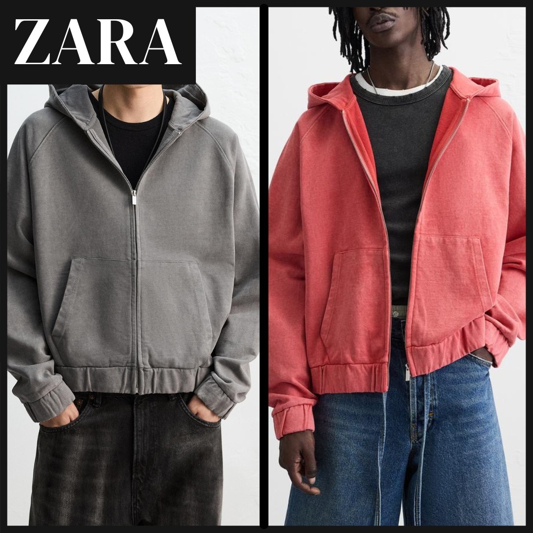 【ZARA】ウォッシュ加工ジップアップフーディ