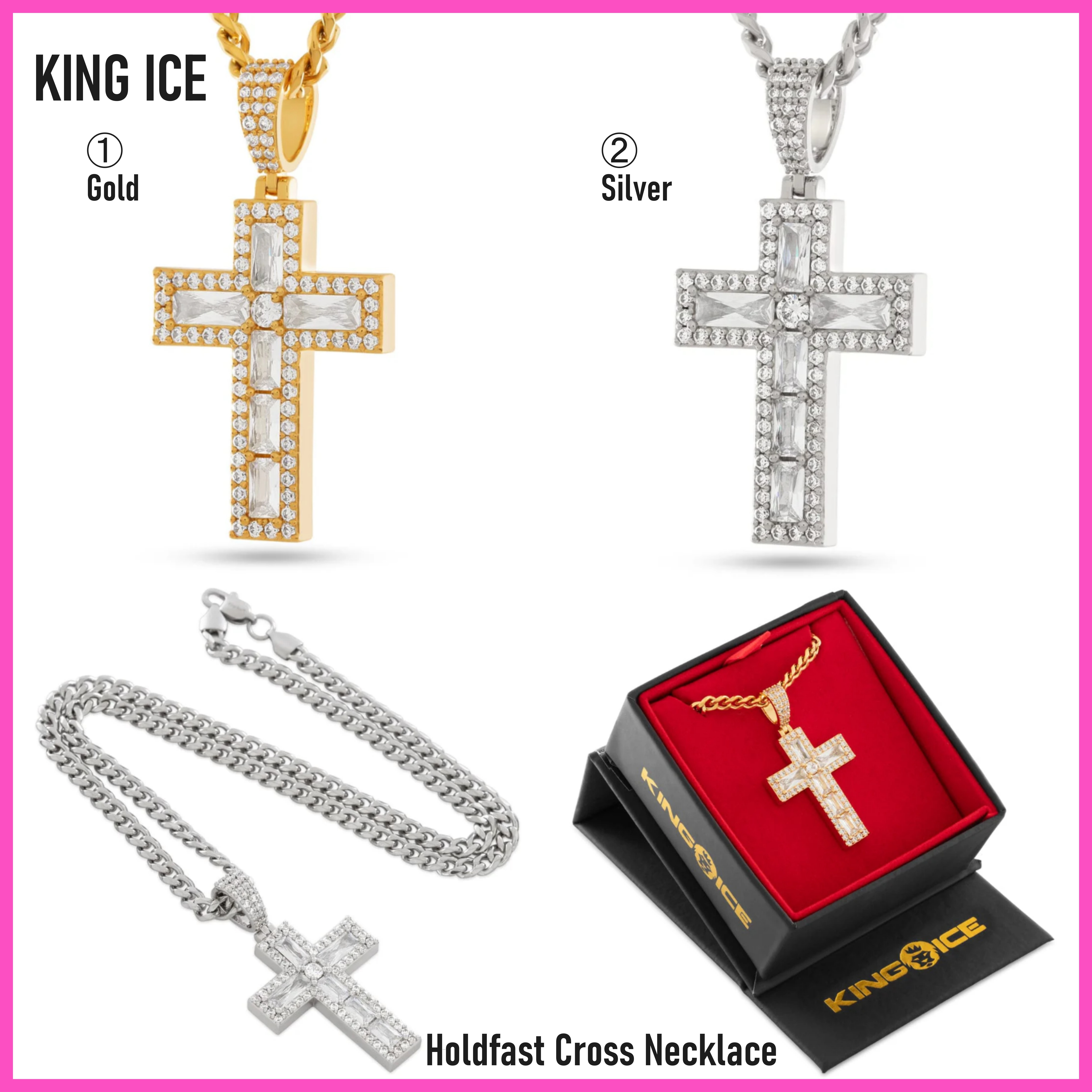 送料関税込【King Ice】Holdfast Cross Necklace (2色) 国内発送
