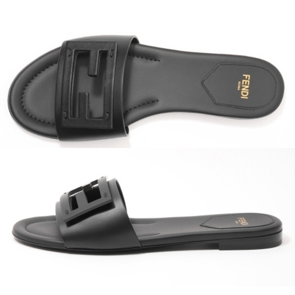 FENDI☆25SS FFバゲットモチーフ レザー スライドサンダル