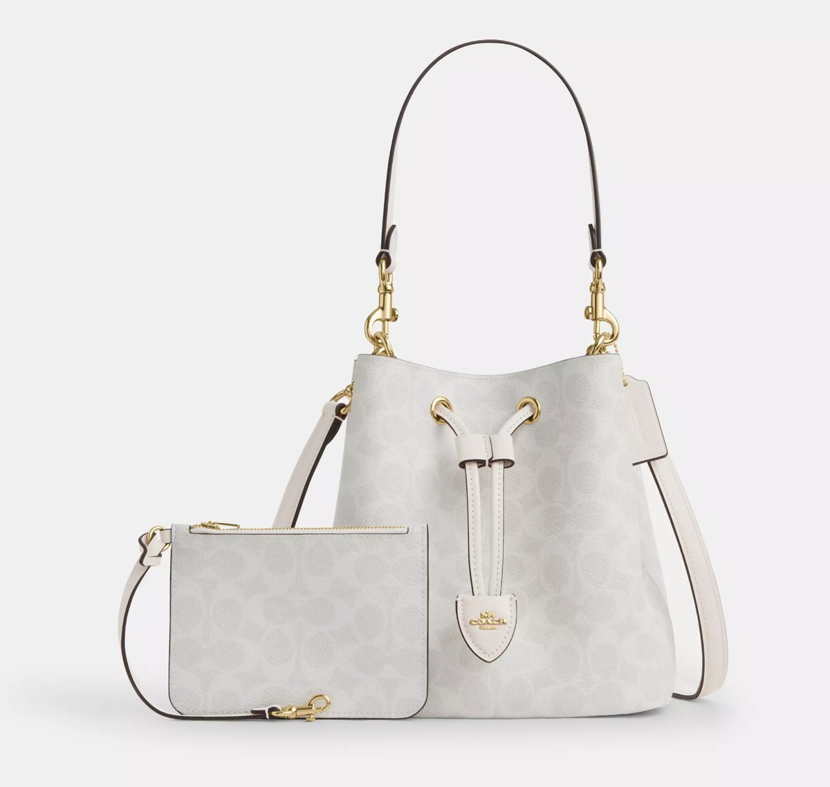 COACH シグネチャーキャンバスのローワンバケットバッグ