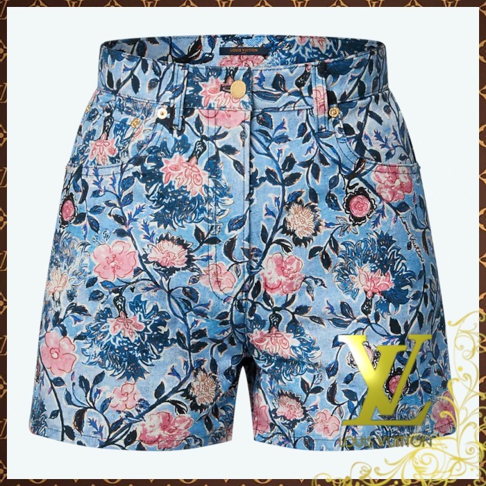 ルイヴィトン 25AW サマーオデッセイ ショートパンツ 花柄 青
