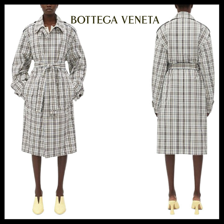 Bottega Veneta直営店 チェックコットン トレンチコート