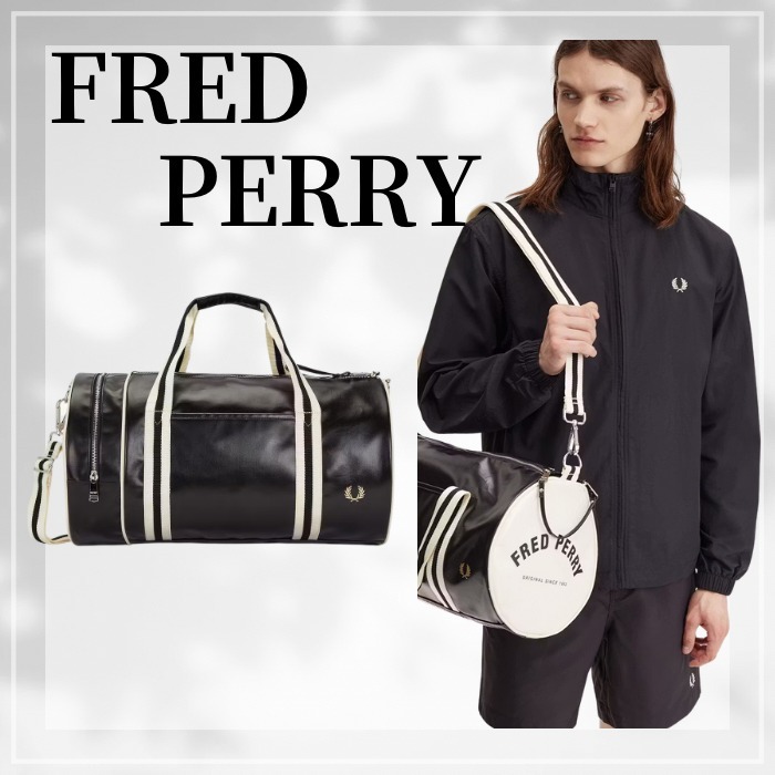 FRED PERRY☆ Classic Barrel Bag BLACK / ECRU
