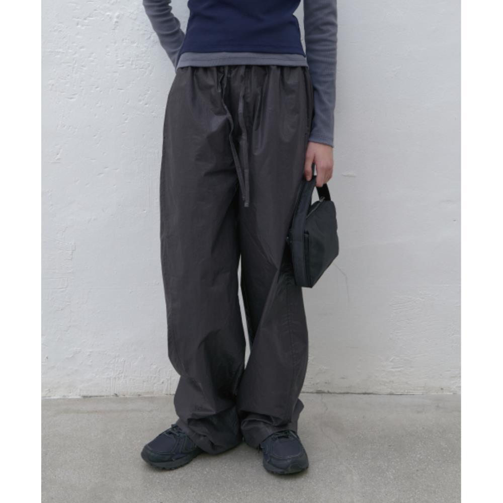 ★ POSZER★ Curved Coated Banding Pants Black 241CCBPT003F