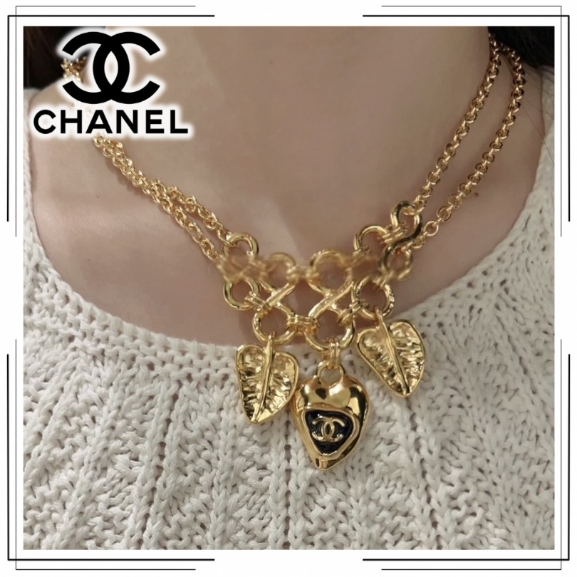 エレガントなゴールド＆ブラック【CHANEL】ダール ネックレス