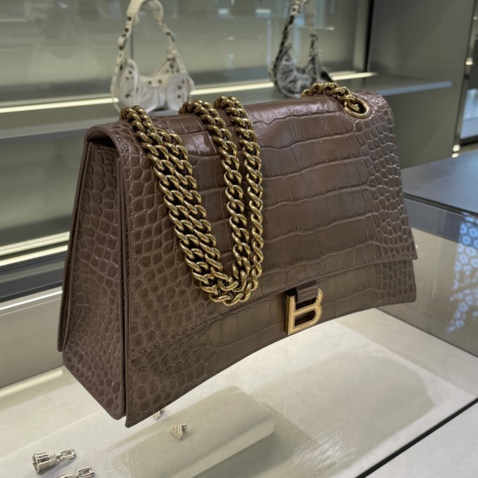 直営店☆BALENCIAGA☆ Crush MEDIUM クロコ調 チェーンバッグ