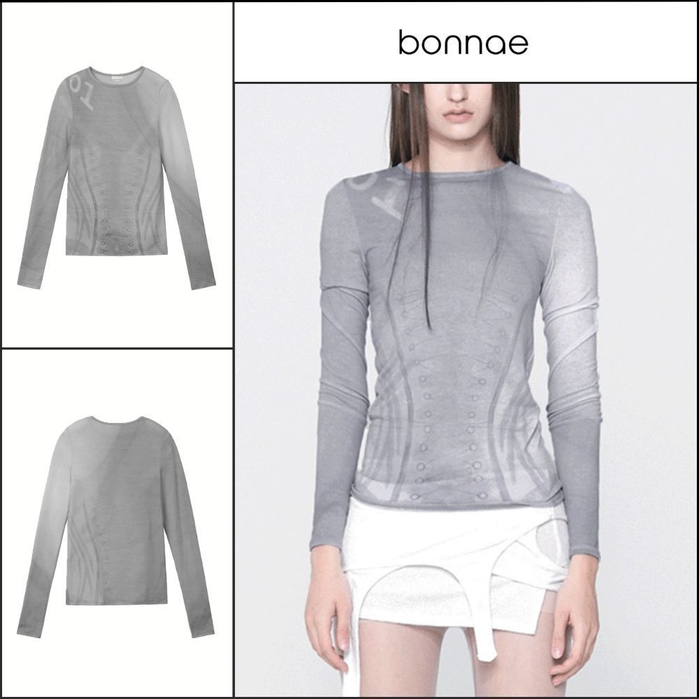 【Bonnae】Women's Corset Graphic Top - Gray