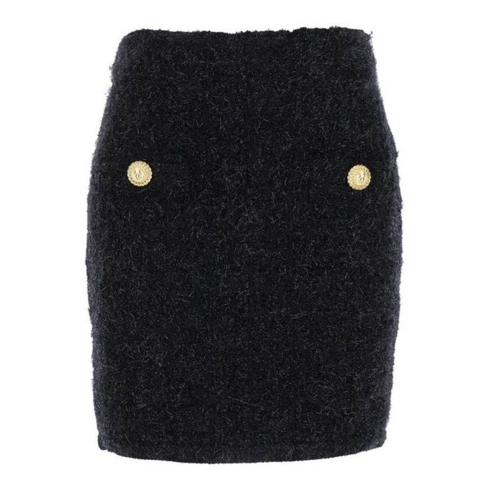スカート Balmain Black Pencil Mini Skirt With Jew