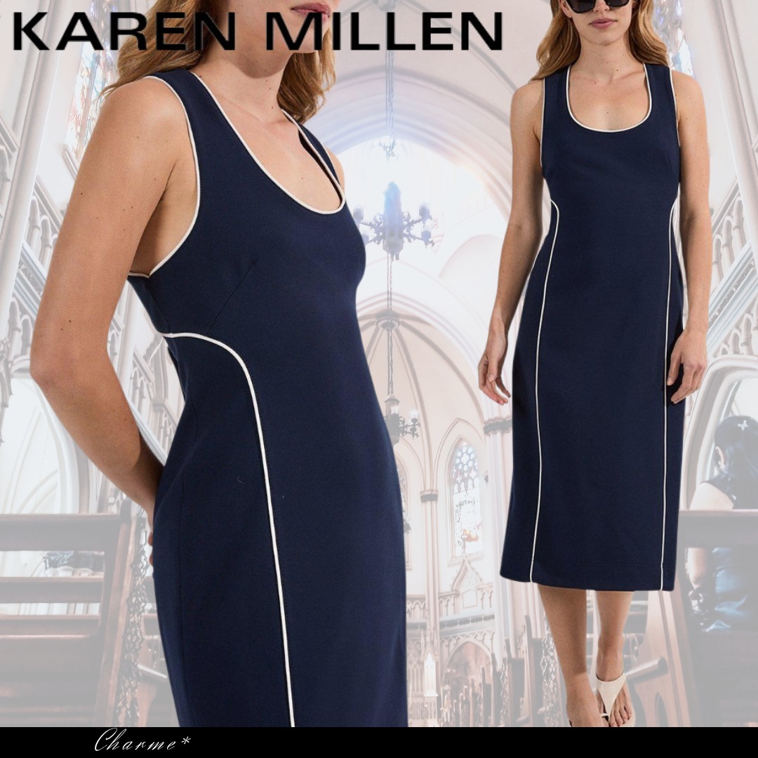 KAREN MILLEN ミディドレス 無地 タイト シンプル 無地 ペンシル