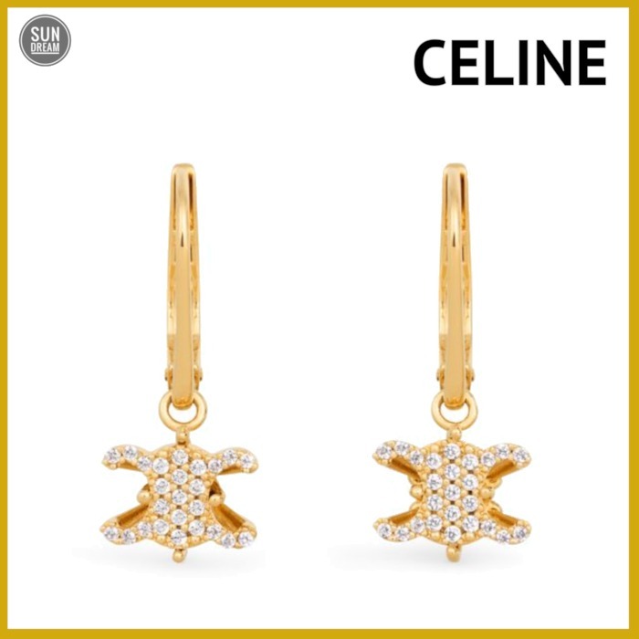 ”CELINE” トリオンフ ソリテール スパークル イヤリング