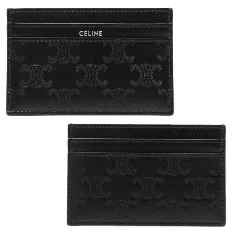 CELINE☆25FW TRIOMPHE ロゴデザイン カードケース BLACK