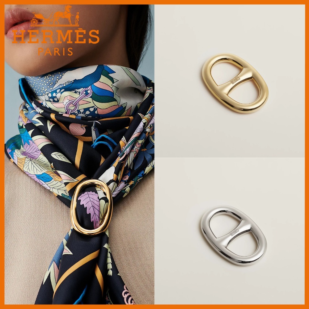 上品アクセント♪【HERMES】シェーヌダンクル スカーフリング