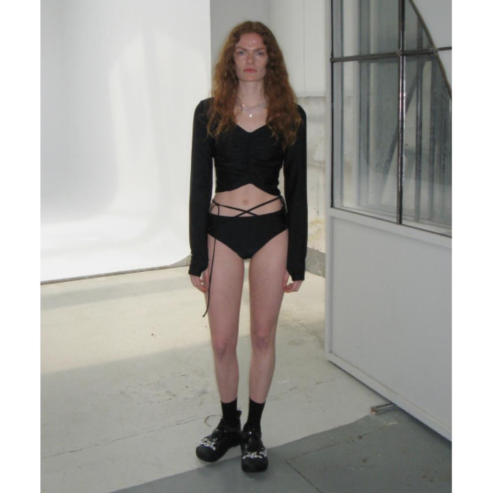 ★ DIAGONAL★ SHIRRING RASHGUARD SET black DA242SW03BK