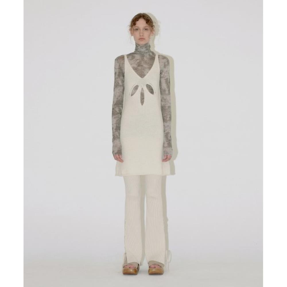 ★ DIAGONAL★ TERRY V NECK DRESS ivory DA233KN16IV