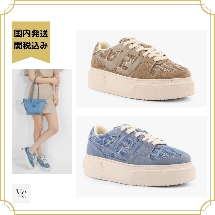FENDI フェンディ キャンバス＆スエード ローカットスニーカー