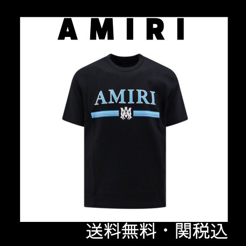 【関送込】AMIRI 水色ロゴプリント クルーネックTシャツ